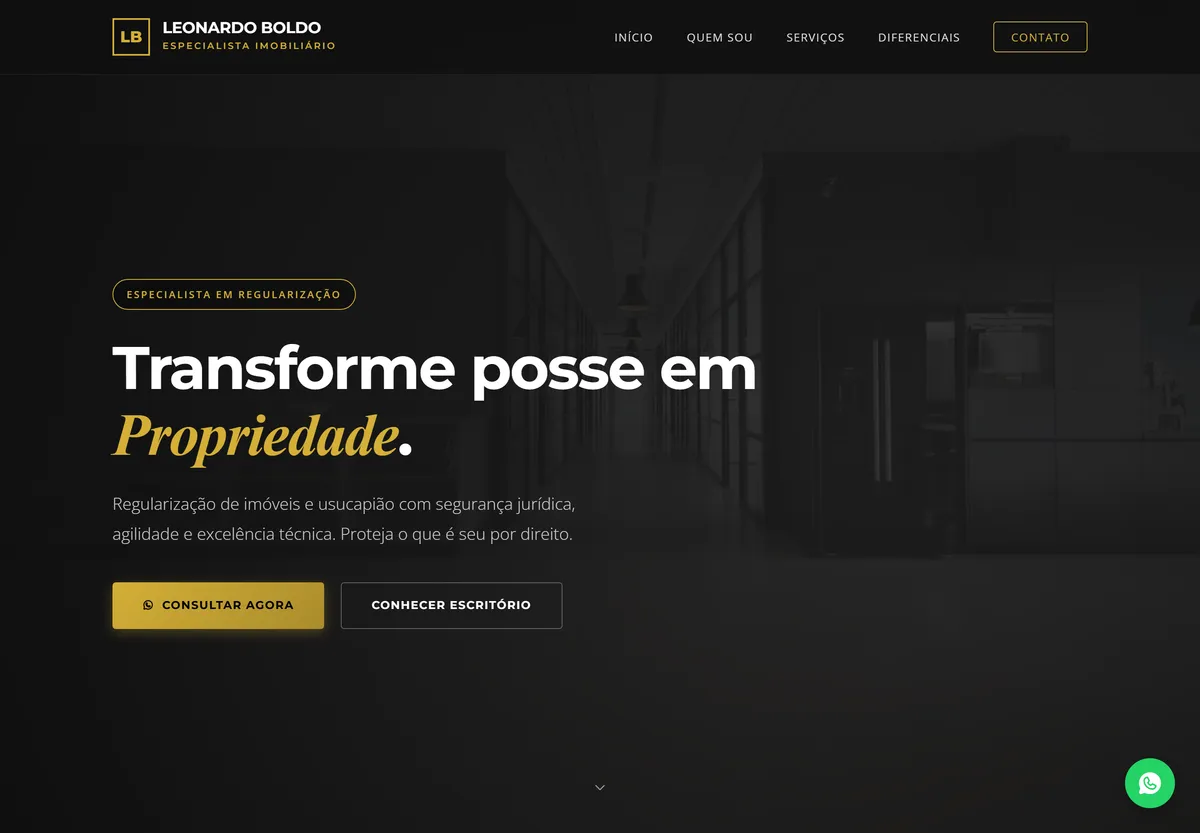 Site de Leonardo Boldo, corretor de imóveis